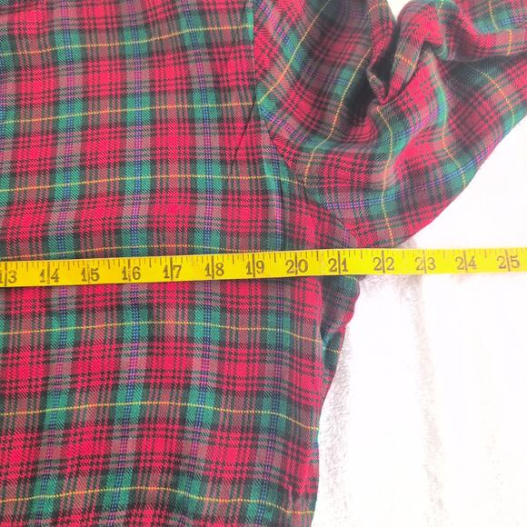 Vintage Country Wear Holiday Plaid Flannel Prairie Dress ShoulderPads Women's 12 - Picture 6 of 9